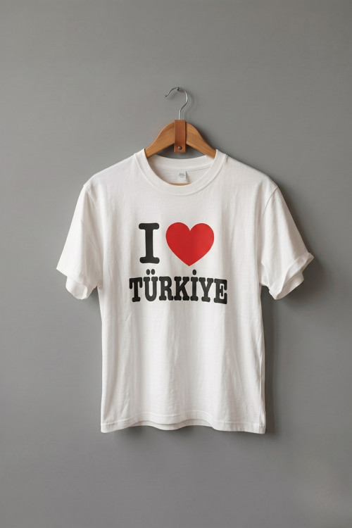 Oversize Unisex Beyaz Türkiye Logolu Turistik Tişört