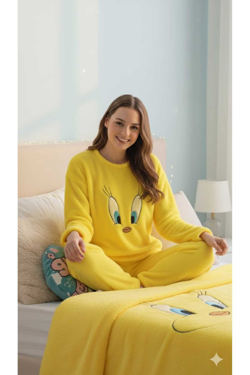 Kadın Tweety Peluş Pijama Takımı