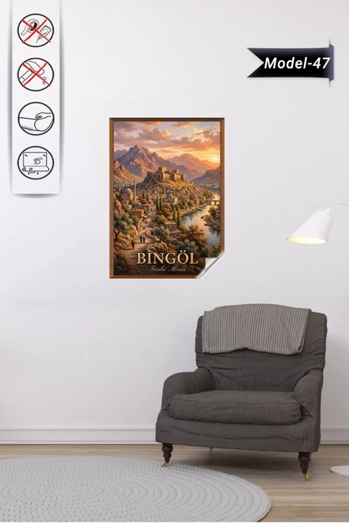 Türkiye İller Tablo - Poster Bingöl (Model-47)