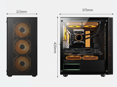 SKY LINE AZT04 600W Temper Cam , Mesh Panel Siyah 4*12cm RGB Fan + USB 3.2 Gaming Kasa