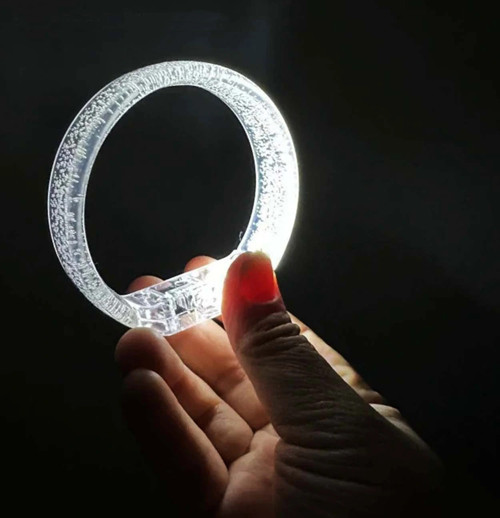 Beyaz-Gümüş Led Işıklı Baskı Yapılabilen Pilli Bileklik Bilezik 1,5 cm Genişlik