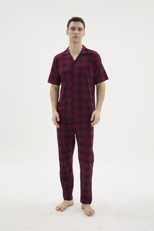 KKT-26158 Erkek Apaj Yaka Düğmeli Pijama Takımı