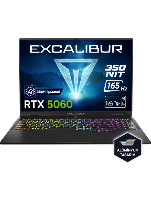 Excalibur G915 AI Intel Core Ultra 7-356H 64GB 2TB RTX5060 165HZ 16" W11H Gaming Laptop G915.356H-EX60A-C