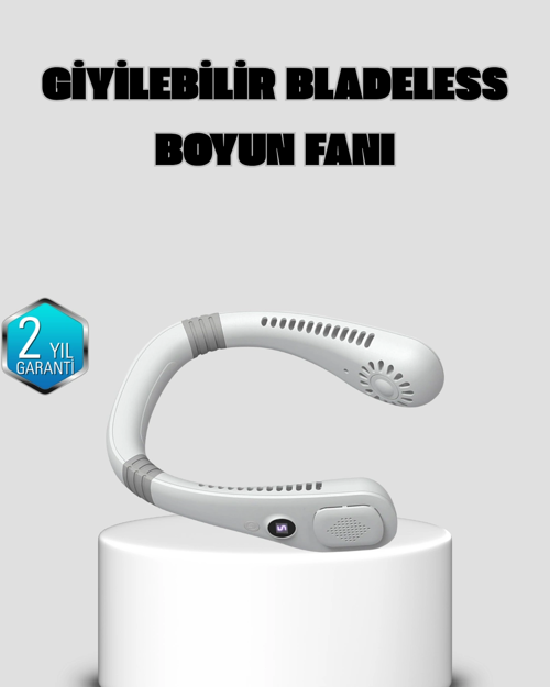 Kablosuz Giyilebilir Boyun Fanı Çift Motorlu ve 5 Kademeli Hız Kontrolü