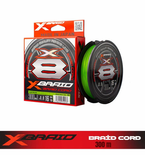 XBRAİD X036 BRAID CORD PE X8 300M 7.2KG 0.148 FLUO GREEN