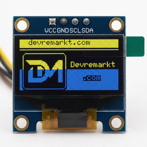 0.96 İnç OLED Ekran Modülü 128x64 Sarı Mavi I2C SSD1306 LCD Display Arduino ESP32 STM32 Raspberry Pi