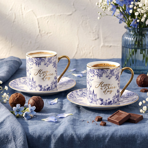 Lavanya Blue 4 Parça 2 Kişilik Kahve Fincan Takımı 90 ml