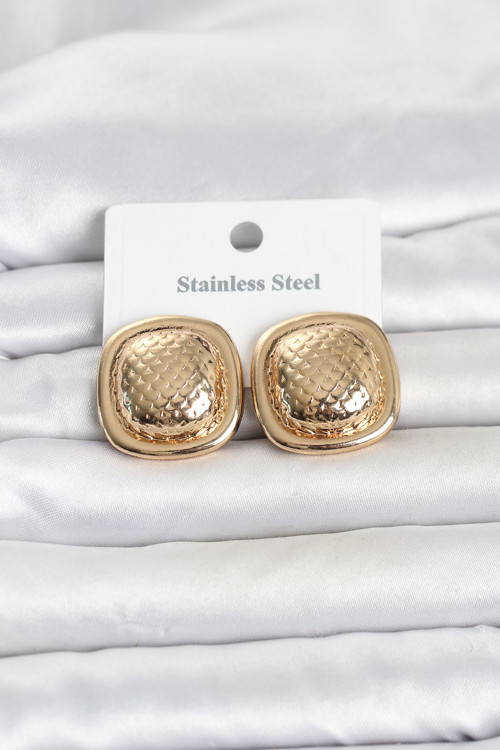 Gold Renk Düğme Kadın Küpe (316L Çelik)