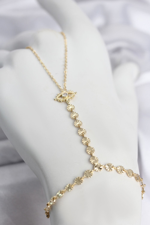 Pirinç Zirkon Taşlı Göz Şahmeran (Gold Renk)
