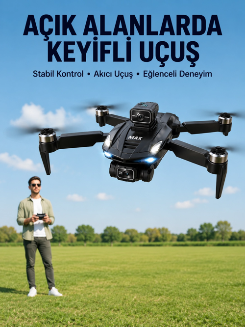 Havadan Çekim İçin Çift Kameralı Kompakt ve Kolay Taşınabilir Drone
