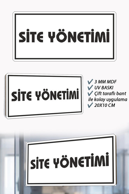 Site Yönetimi Yazılı Beyaz MDF Kapı Levhası