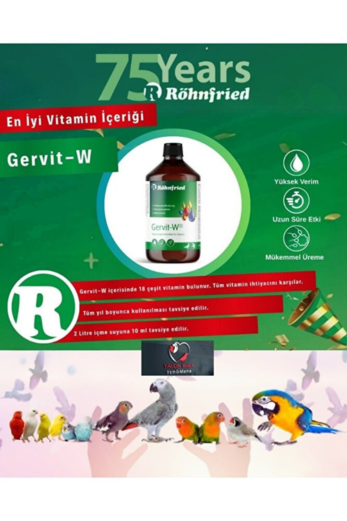 Röhnfried Gerwit-W 50 ml Güvercin, Muhabbet Kuşu, Kanarya Papağan Multivitamin Desteği BÖLME ÜRÜN