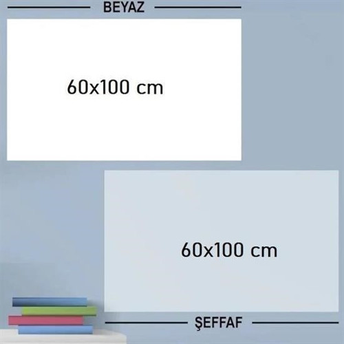 Manyetik Beyaz ve Şeffaf Yazı Tahtası 60x100 cm, Ders Çalışma Tahtası 2 li,