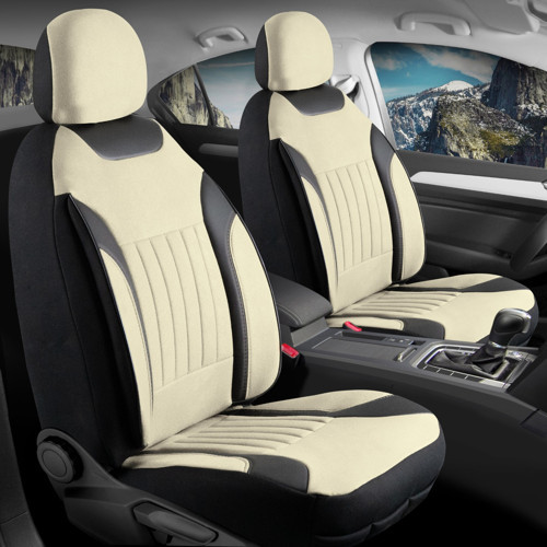 Citroen C4 X Uyumlu Lüx Deri Detaylı Tay Tüyü Oto Koltuk Kılıfı Ön Arka Takım Edition Serisi BEJ