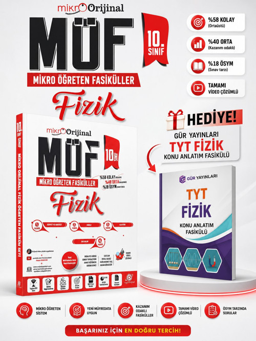 MİKROORİJİNAL 10 FİZİK MİKRO ÖĞRETEN FASİKÜLLERİ-GÜR YAYINLARI TYT FİZİK KONU ANLATIM FASİKÜLÜ HEDİYE!!