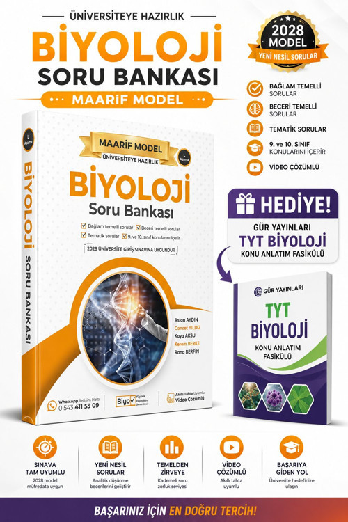 BİYOTİK YAYINLARI MAARİF 2028 MODEL TYT BİYOLOJİ SORU BANKASI-GÜR YAYINLARI TYT BİYOLOJİ KONU ANLATIM FASİKÜLÜ HEDİYE!!