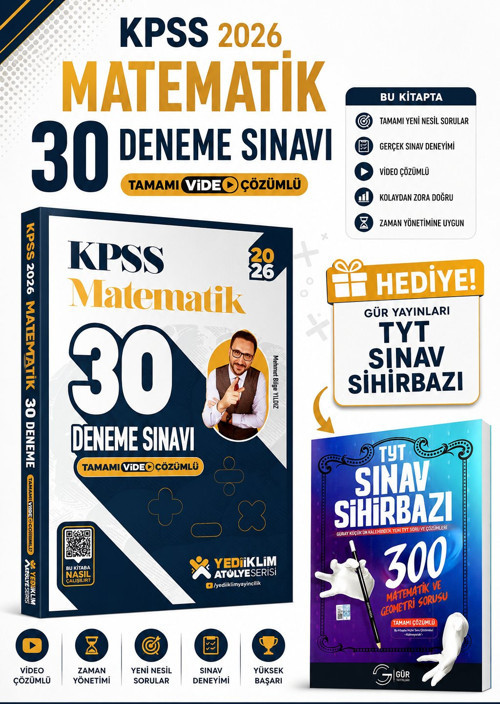 Yediiklim 2026 KPSS Atölye Serisi Matematik 30 Deneme Sınavı Tamamı Video Çözümlü-GÜR YAYINLARI TYT SINAV SİHİRBAZI HEDİYE!!