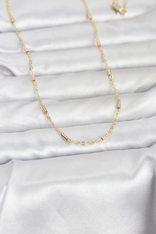 CM 14K Gold Renk Bar Zincir Model 60 cm Kadın Kolye