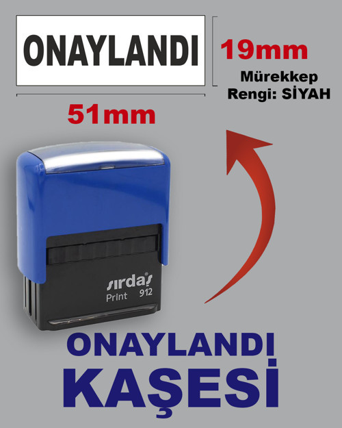 Onaylandı Kaşesi, 912 (19mm*51mm) Siyah Keçeli Otomatik Kaşe