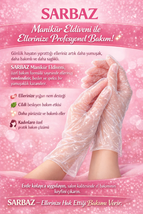 SARBAZ Nemlendirici Manikür eldiveni (10 Adet)