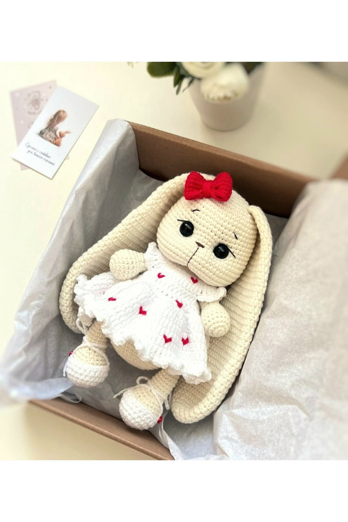 Amigurumi crem tavşan kalpli tavşan sevgili