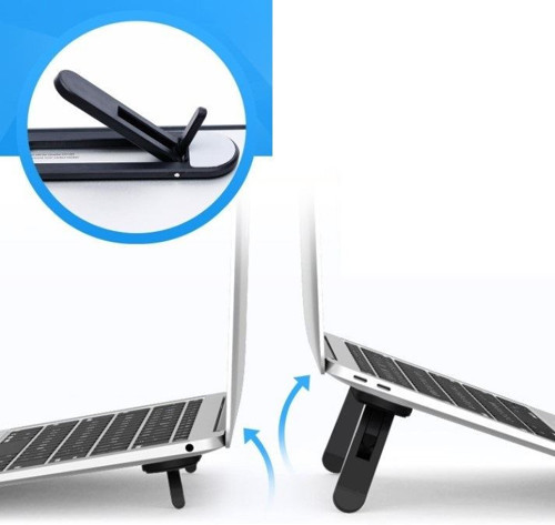 2 Kademeli Katlanabilir ve Yapışkanlı Laptop Standı Siyah (4915)