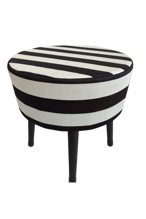 Zebra Siyah Beyaz Puf Koltuk Bench – 38x43 cm | Ahşap Ayaklı Modern Tabure
