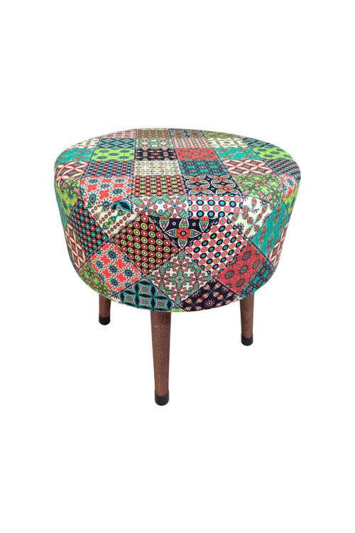 Osmanlı Bohem Etnik Puf Koltuk Bench Tabure – Dekoratif Ahşap Ayaklı | Doğal & Modern Stil
