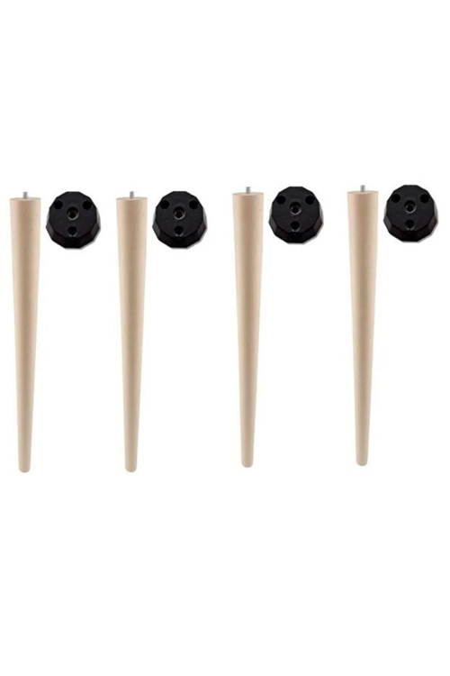 Çevir Tak Ahşap Konik Sehpa Ayağı Sandalye, Tabure Ayağı 18 Cm + Konik Aparat 4'lü