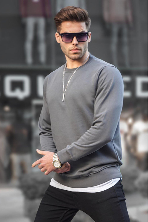 Füme Basic Bisiklet Yaka Erkek Sweatshirt 6047