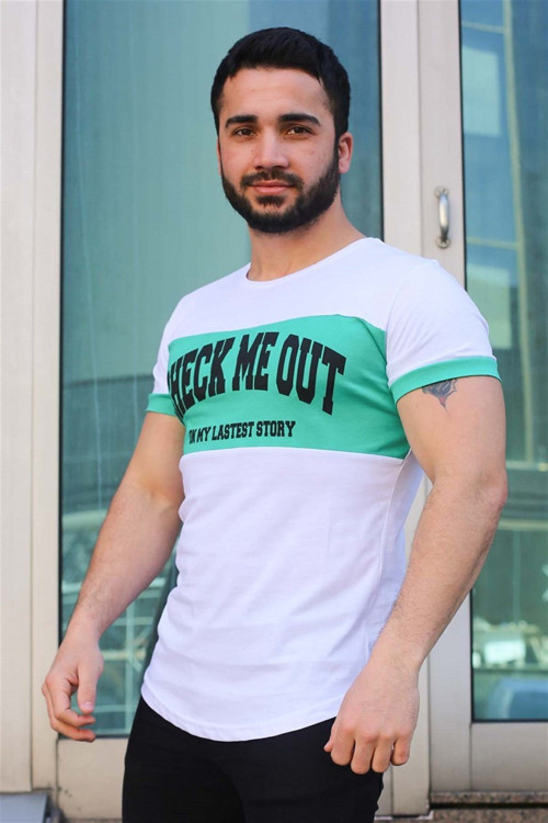 Baskı Detaylı Beyaz Tişört 3013