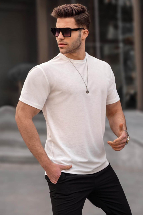 Ekru Regular Fit Basic Erkek Tişört 6069