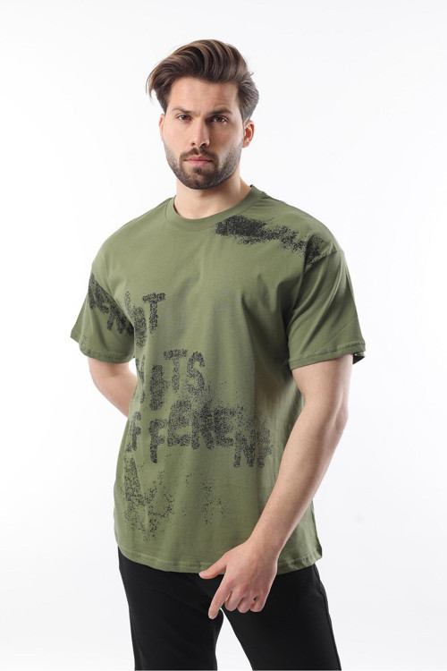 Haki Baskılı Erkek T-Shirt E7115