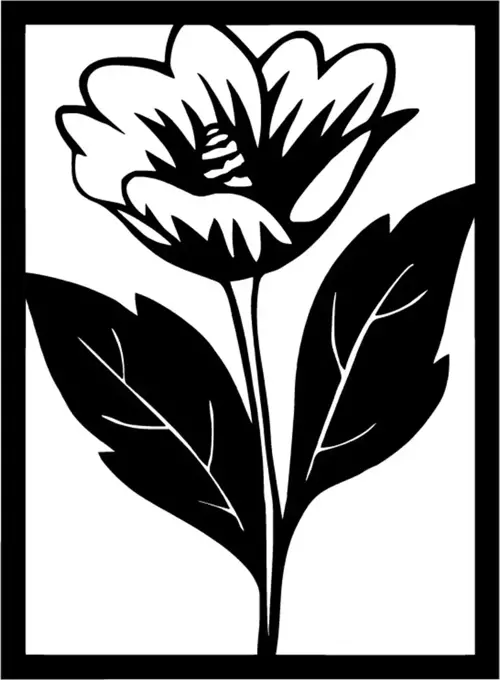 Çerçeveli Çiçek Sticker Duvar Dekor Sticker 40 x 56 cm