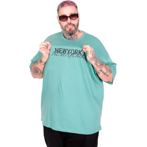 Büyük Beden Unisex Bisiklet Yaka Tshirt New York 26204 ÇAĞLA