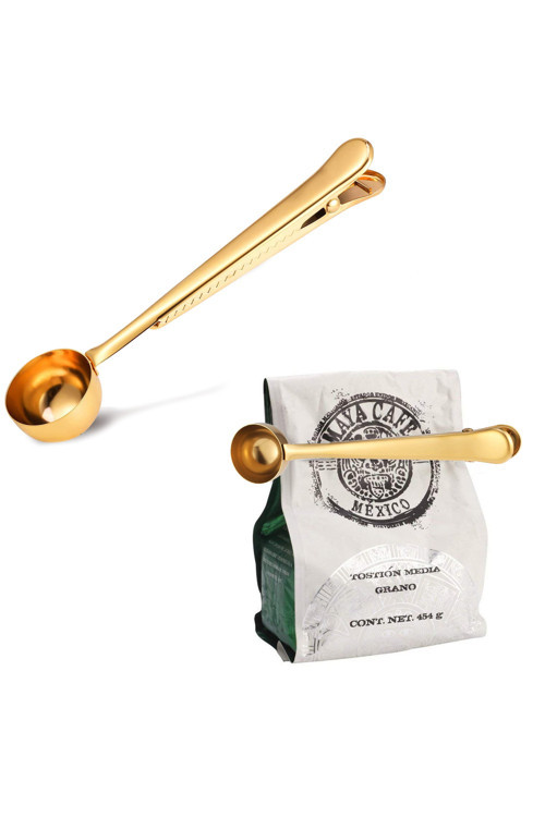 Gold Çelik Kahve Ölçü Kaşığı ve Paket Klipsi cin108sr