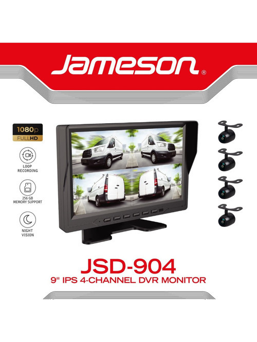 JSD-904-9''-IPS 1024x600px-AHD KAMERA-4 KANAL-4 KAMERALI KAYITLI MONİTOR SETİ