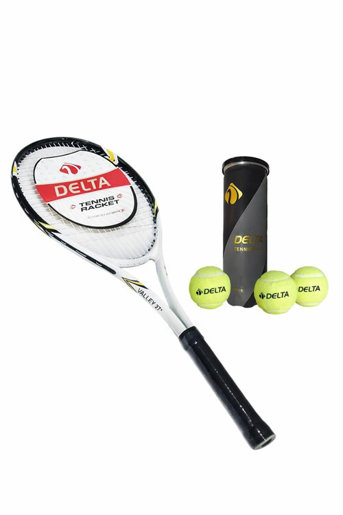Valley 27 İnç L2 Grip Yetişkin Tenis Raketi + Çantası + Vakumlu Tüp 3 Adet Tenis Maç Topu Seti
