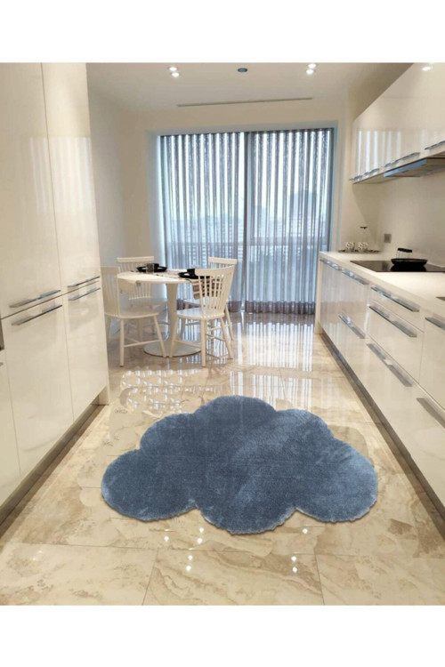 Dekoratif Koyu Gri Peluş Yumuşak Bulut Desen Halı