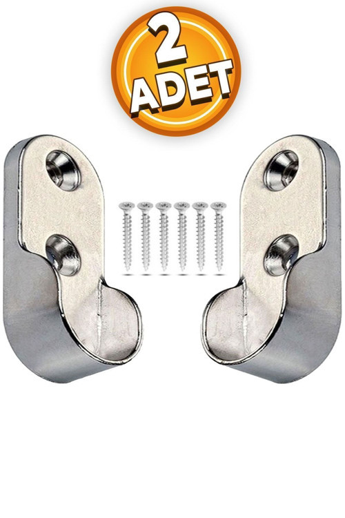 Mobilya Boru Askı Flanşı Oval Gardırop Dolap Içi Borusu Elbise Askı Aparatı Krom 30 Mm (2 Adet)