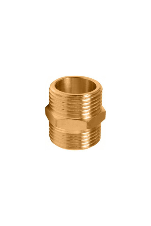 1/2" - 1/2" Sarı Nipel – Pirinç Erkek Dişli Tesisat Bağlantı Parçası
