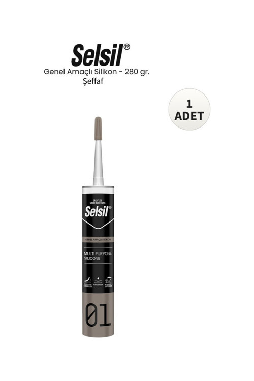 Selsil Genel Amaçlı Şeffaf Silikon Çok Amaçlı Yapıştırıcı 280 Gr