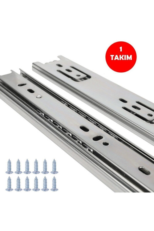 Yeniler 55 Cm Teleskopik Bilyalı Çekmece Rayı 35Mm Tam Açılır