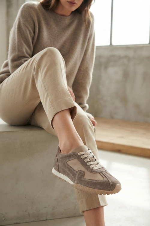Pamir 6397 Kum Süet Hakiki Deri Kadın Sneaker