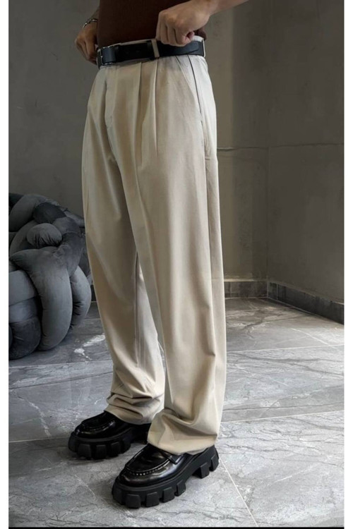 Bej Bugy Kumaş Pantolon