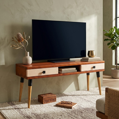 Modest TV: İskandinav Masif TV Ünitesi 2 Çekmeceli 1 Raflı - 120 BK-BZ