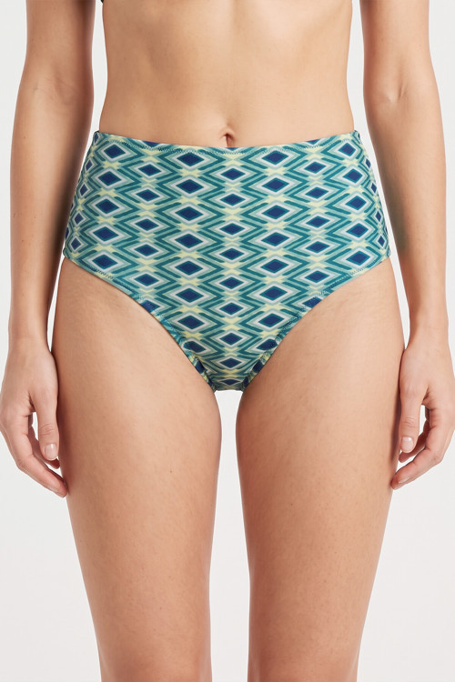 Mavi Azure Yüksek Bel Tek Alt Bikini