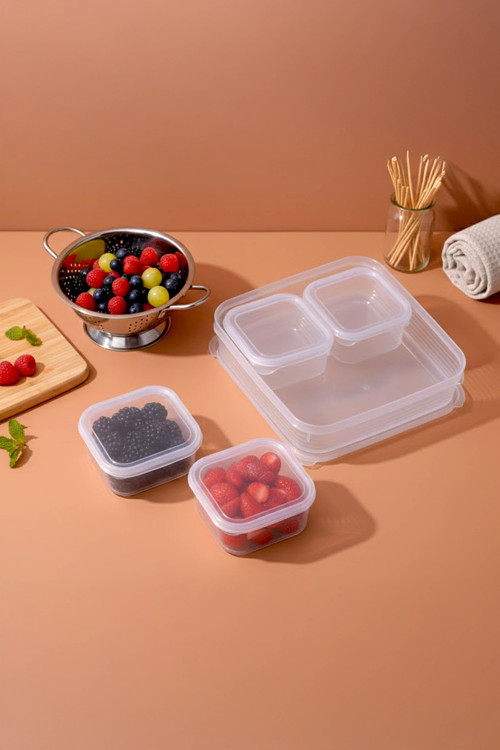2'Li Sızdırmaz Kapaklı 4+1 Bölmeli Kahvaltılık Saklama Kabı-Buzdolabı Organizeri (4X0,25 Lt-1X1,6Lt)