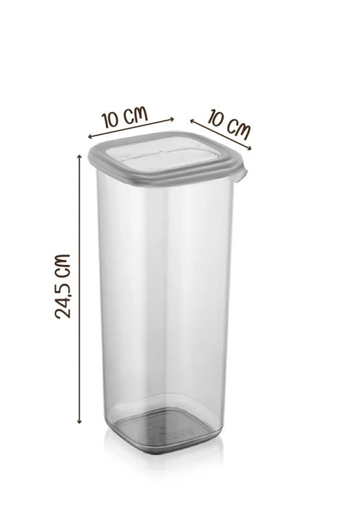 9'Lu Jumbo Boy Etiketli Square Kare Erzak Saklama Kabı Seti 1750 Ml - Sert Kapak Büyük Kavanoz