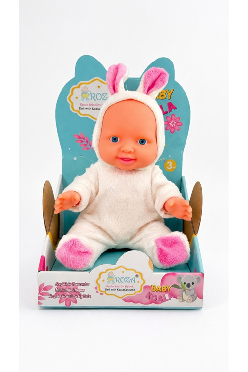 Sevimli Tavşan Kostümlü Oyuncak Bebek – Yumuşak Peluş Tasarım, 3+ Yaş (Pembe - Mavi - Beyaz) Be